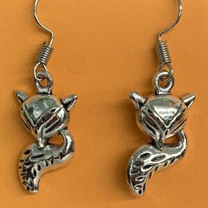 Fox Earring, Gift Idea, Fox Charm, Fox Jewelry, Silly Animal Earring, Silver Fox